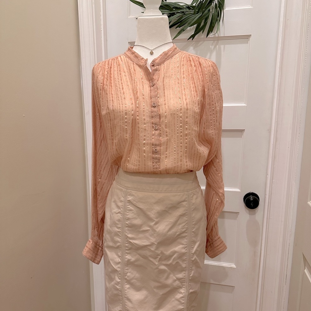 Ulla Johnson Button Down Sheer Shirt Top *DAMAGED*